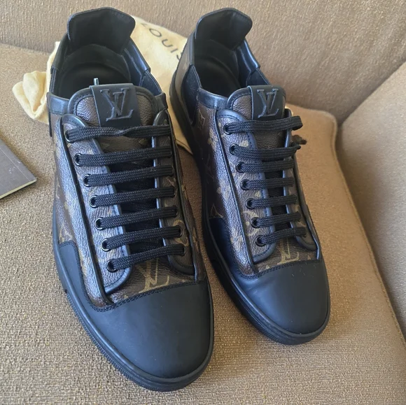 Louis Vuitton Men's Black and Brown Monogram Sneakers Size 7.5/US 8.5